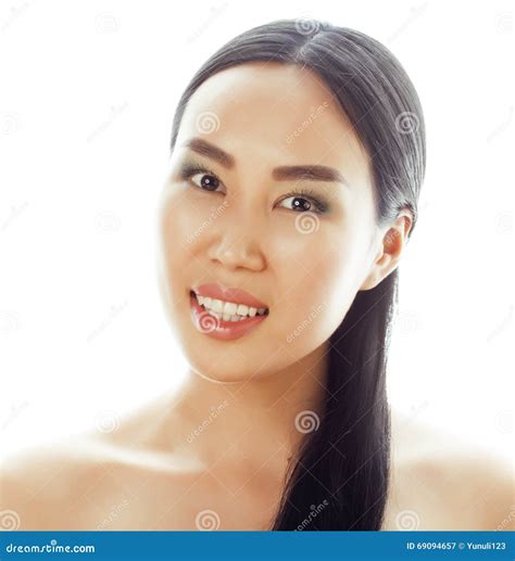 Asian Woman Beauty Face Closeup Portrait Beautiful Attractive Mixed