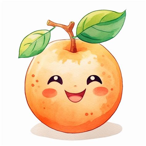 Premium Ai Image There Is A Cartoon Orange With A Green Leaf On It