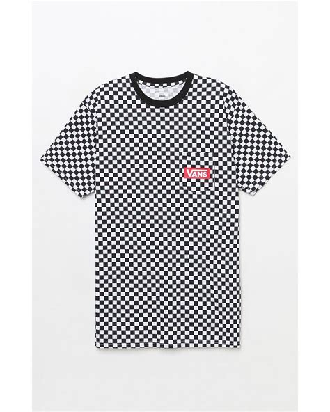 Vans Checker Print White Black Pocket T Shirt For Men Lyst