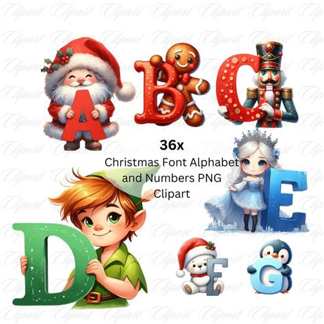 christmas font alphabets and numbers png clipart for commercial use ...