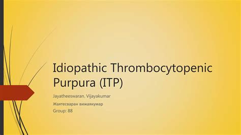 Idiopathic Thrombocytopenic Purpura Ppt