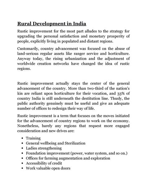 Rural Development In India Rural Development In India Rustic