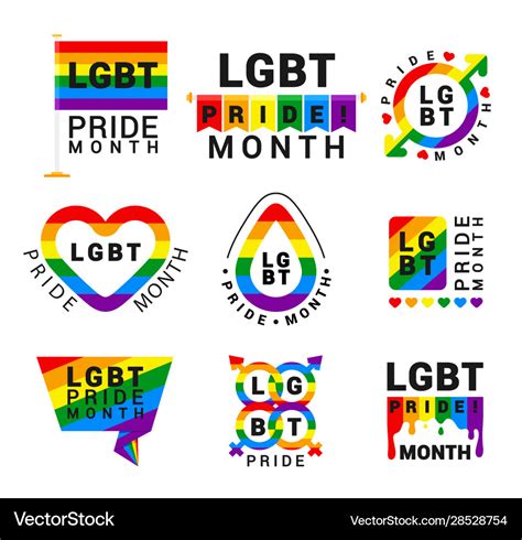 Lgbt pride movement flat logos set Royalty Free Vector Image