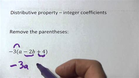 Distributive Property With Integer Coefficients Youtube