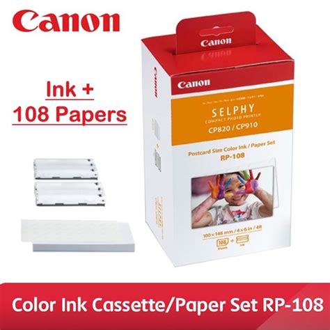 Canon Rp 108 Color Ink Cassette Paper Set Wireless Compact Photo Printer Lazada