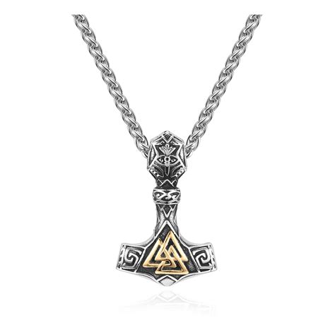 Buy AllerPierceNordic Viking Necklace Stainless Steel Thor Mjolnir Odin