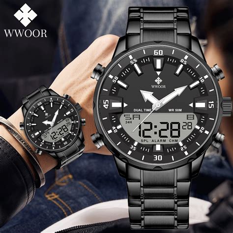 WWOOR Reloj Deportivo Para Hombre Cron Grafo De Cuarzo Con Pantalla