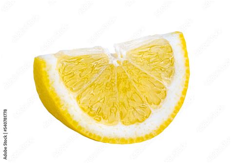 Lemon Isolated On White Or Transparent Background One Cut Wedge Of