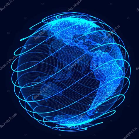 Concepto De Red Global Punto De Mapa Del Mundo Red Global Planeta