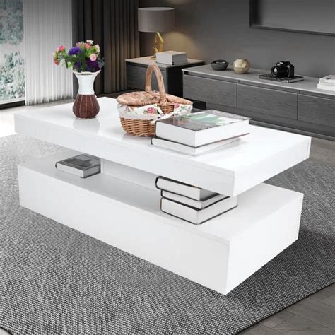 Moh Table Basse Avec Led Blanc Haute Brillance X X Cm