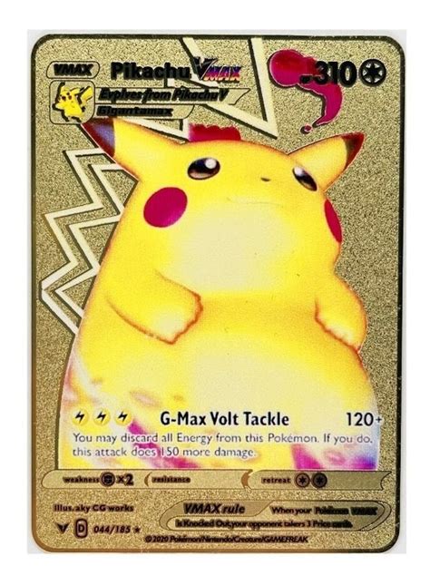 Pikachu V Max Carta Pokemon De Metal Parcelamento Sem Juros