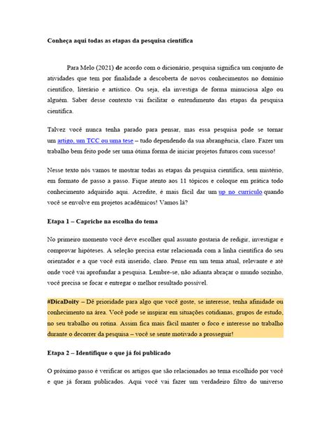 Etapas Da Pesquisa Científica Pdf Science Método Científico