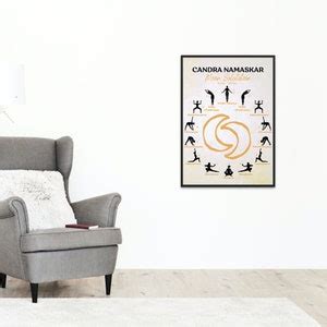 Moon Salutation Yoga Poster Chandra Namaskar Yoga Poses Print Yoga