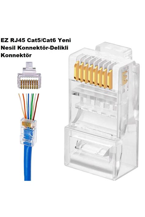 Derwell Yeni Nesil Konnekt R Delikli Ez Rj Cat Cat Utp Jack Delikli