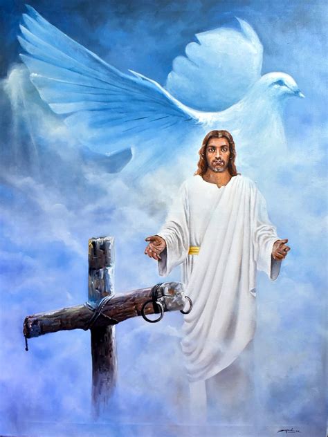 messiah jesus christ  heaven acrylic painting  canvas