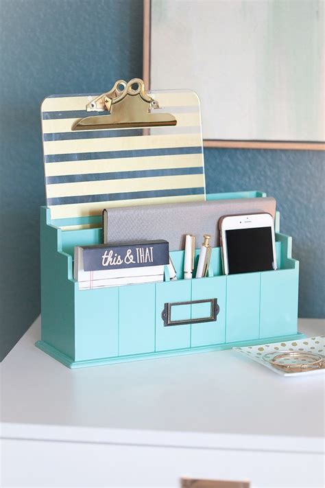 Blu Monaco Wooden Mail Organizer 3 Tier Teal Desk Organizer Etsy