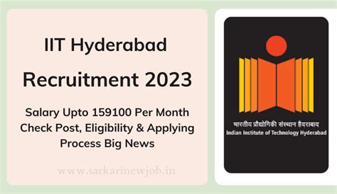 Iit Hyderabad Recruitment 2023 Salary Upto 159100 Per Month Check Post