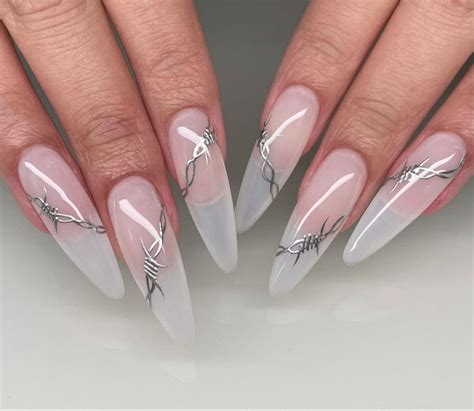 Barb Wire Nails In 2024 Cross Nails Almond Acrylic Nails Designs