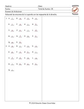 Reflexive And Reciprocal Pronouns Spanish Matching Exam TPT