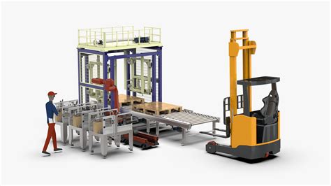 Automatic Cartons Packaging And Palletizing Machine 3d Model Cgtrader