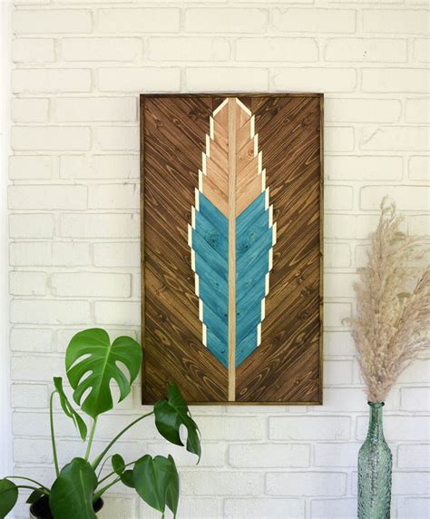 TURQUOISE Wood Wall Art Hanging Wooden Wall Art Bohemian - Etsy