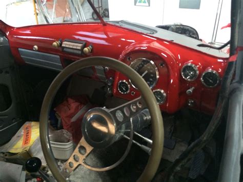 Holden FJ Ute interior GM GTS Red Hot paint. Billet steering wheel and ...