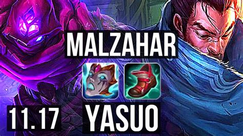 MALZAHAR Vs YASUO MID 4 2M Mastery 0 0 9 2000 Games Rank 7 Malz