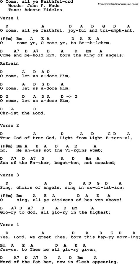 Top 500 Hymn: O Come, All Ye Faithful - lyrics, chords and PDF