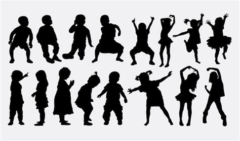 Children dancing silhouette Vector | Premium Download