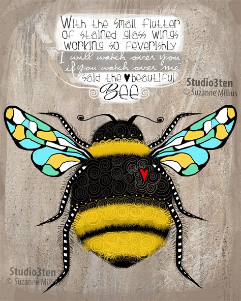 Bee Print Bee Art Print With Bee Honey Bee Bumble Bee Save The