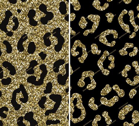 Gold Glitter Leopard Print Seamless Background Pattern Drypdesigns