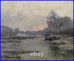 Huile Sur Toile Blog Archive Tableau Ancien Sign Paysage Lacustre