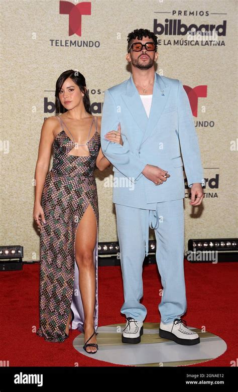PREMIOS BILLBOARD DE LA MÚSICA LATINA Gabriel Berlingeri and Bad Bunny are seen on the red