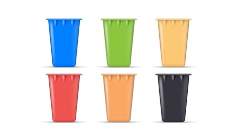 Set of realistic trash containers of different colors. Vector. 4869075 ...