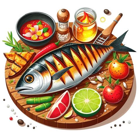 Vector Image Of A Grilled Fish Premium Ai Generated Vector