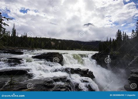 Summer In Athabasca Falls Jasper National Park Canada Stock Photo