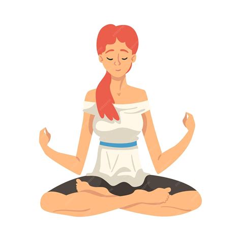 Premium Vector Woman Safe The Balance With Meditation Relaxation Cartoon Vector Illustration