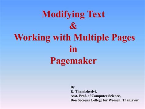 page maker working  text pptx