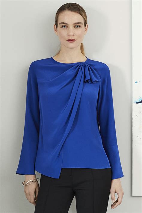 Adeline Blouse Blue Silk The Fold Fashion Tops Blouse Blouses For Women