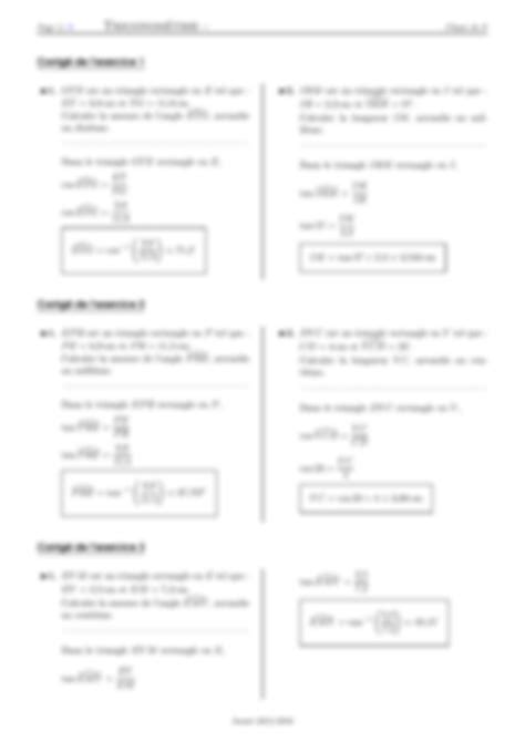 SOLUTION Exercices Triangles Rectangles Et Trigonometrie 3eme Annee