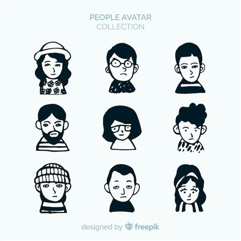 Pack Avatares De Gente Dibujados A Mano Vector Gratis