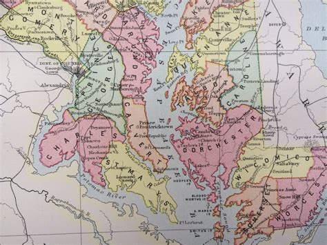 maryland original antique map cartography geography wall decor