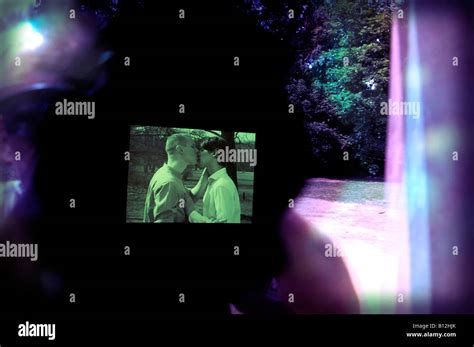 Berlin Memorial To Gay Victims Of Nazis Film Two Men Kissing Stock Photo Alamy