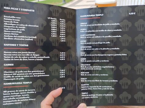 Carta De Bar Restaurante El Templo De Santi M Laga