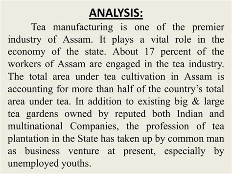 Tea Industry In Assam Ppt