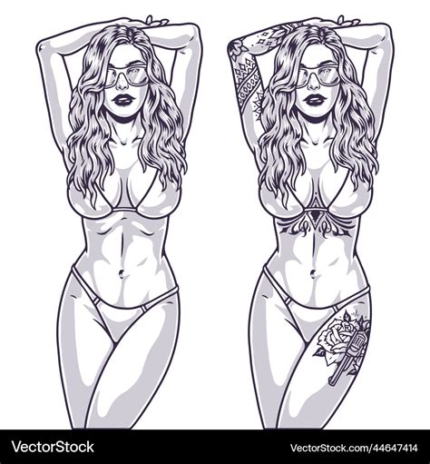 Hot Girl Portrait Sketch Monochrome Royalty Free Vector