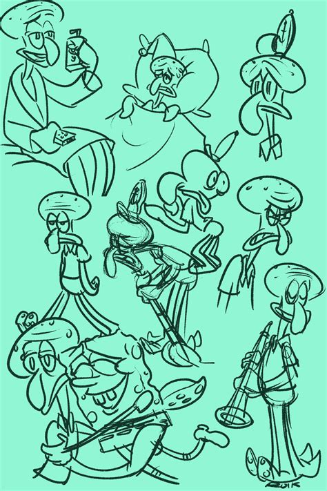 Squidward Sketches By Rolkstone On Deviantart