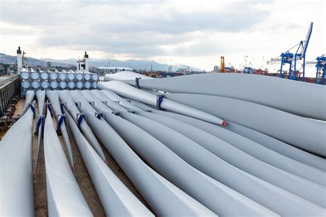 Premium Photo Loading Wind Turbine Blades On A Cargo Ship In The Port