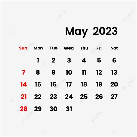 May 2023 Calendar May Calendar 2023 Png And Vector With Transparent