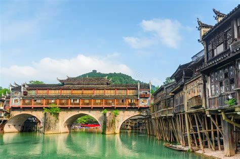 The Hong Bridge Rainbow Bridge Over The Tuojiang River China Stock